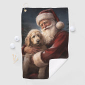 Serviette De Golf Goldendoodle avec Noël Festif du Père Noël (En situation)