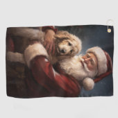Serviette De Golf Goldendoodle avec Noël Festif du Père Noël (Horizontal)