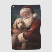Serviette De Golf Goldendoodle avec Noël Festif du Père Noël (Devant)