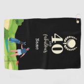 Serviette De Golf Golf 40e anniversaire pour golfeur avec nom (Horizontal)