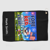 Serviette De Golf Golf 4 juillet Jour de l'Indépendance (Horizontal)