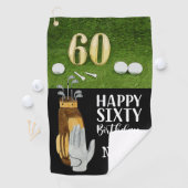 Serviette De Golf Golf 60e anniversaire avec balle de golf sur vert (En situation)