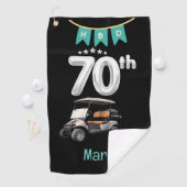 Serviette De Golf Golf 70e anniversaire avec voiturette de golf (En situation)