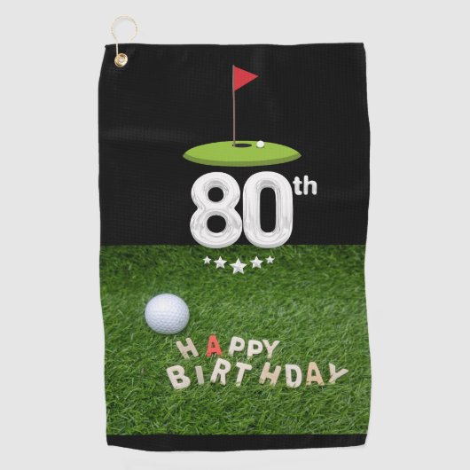Serviette De Golf Golf 80e anniversaire de golfeur de quatre-vingts  (Devant)