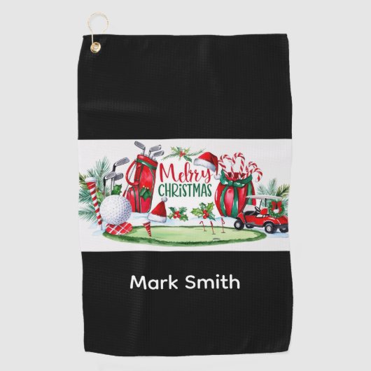 Serviette De Golf Golf à thème de Noël (Devant)