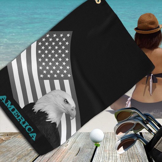 Serviette De Golf Golf Amérique & États-Unis, Aigle / drapeau