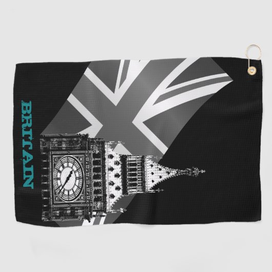 Serviette De Golf Golf Angleterre & Big Ben, drapeau britannique (Horizontal)