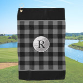 Serviette De Golf Golf ball monogrammed grey buffalo plaid custom