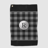 Serviette De Golf Golf ball monogrammed grey buffalo plaid custom (Devant)