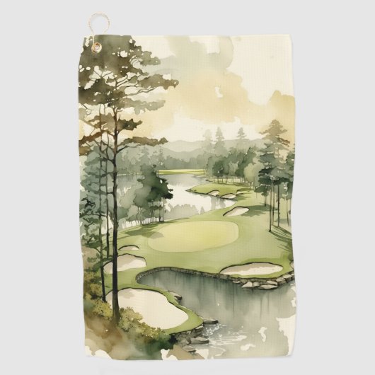 Serviette De Golf Golf d'aquarelle artistique (Devant)