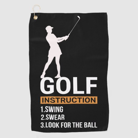 Serviette De Golf Golf Drôle Dire Instruction pour femme golfeuse (Devant)