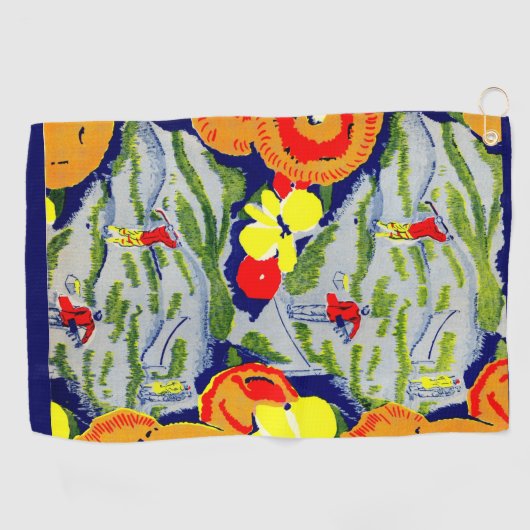 Serviette De Golf golf et fleurs (Horizontal)