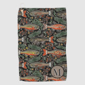 Serviette De Golf Golf et pêche Grey Orange Personnalisé (Devant)
