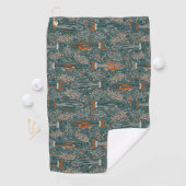 Serviette De Golf Golf et pêche Truite de ruisseau Blue Orange Grey (En situation)