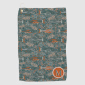 Serviette De Golf Golf et pêche Truite de ruisseau Blue Orange Grey (Devant)