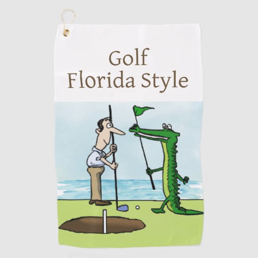 Serviette De Golf Golf Floride Style avec Alligator Caddie (Devant)