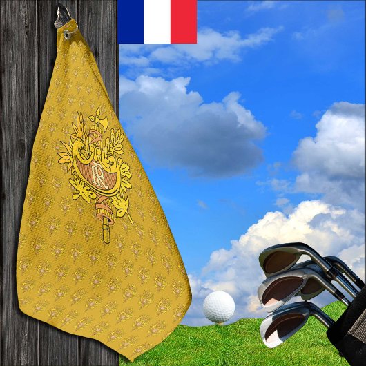 Serviette De Golf Golf France avec emblème français doré, drapeau