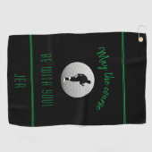 Serviette De Golf Golf Golf Course Noir Funny Moderne Monogramme (Horizontal)