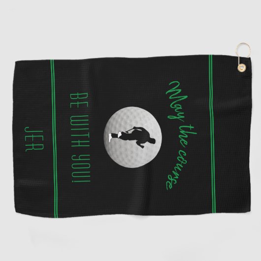 Serviette De Golf Golf Golf Course Noir Funny Moderne Monogramme (Horizontal)