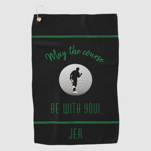 Serviette De Golf Golf Golf Course Noir Funny Moderne Monogramme (Devant)