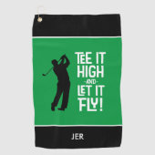 Serviette De Golf Golf Golf Funny Sports Monogramme Vert Noir (Devant)