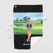 Serviette De Golf Golf Lady femme est golfeuse (En situation)