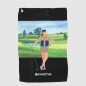 Serviette De Golf Golf Lady femme est golfeuse (Devant)