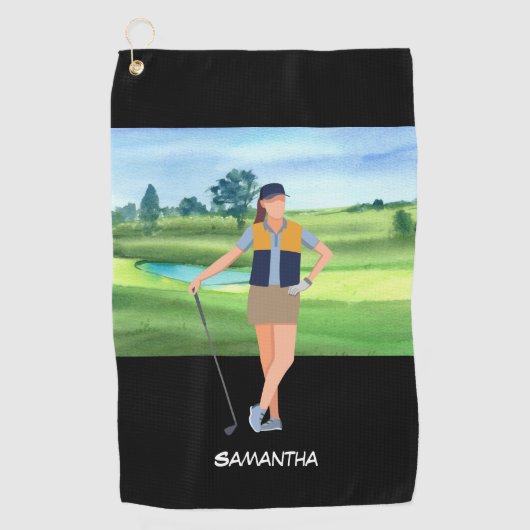 Serviette De Golf Golf Lady femme est golfeuse (Devant)