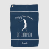 Serviette De Golf Golf Lady Golfer Pro Moderne Monogramme Bleu (Devant)