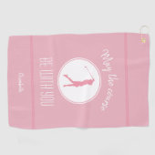 Serviette De Golf Golf Lady Golfeur Monogram Pro Rose moderne (Horizontal)