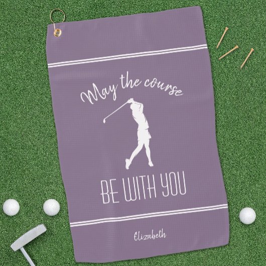 Serviette De Golf Golf Lady Pro Moderne Golfeur Monogramme violet