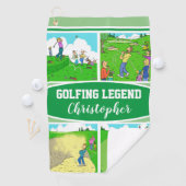 Serviette De Golf Golf Legend avec 4 caricatures amusantes (En situation)