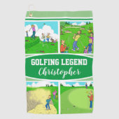 Serviette De Golf Golf Legend avec 4 caricatures amusantes (Devant)