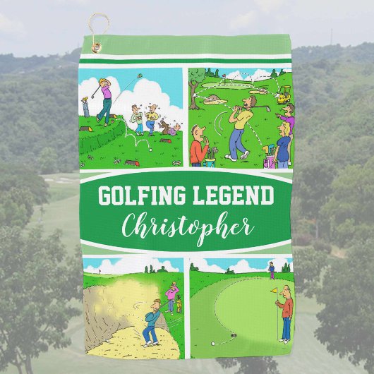 Serviette De Golf Golf Legend avec 4 caricatures amusantes