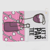Serviette De Golf Golf Let's Par Tee avec du vin rose (Horizontal)