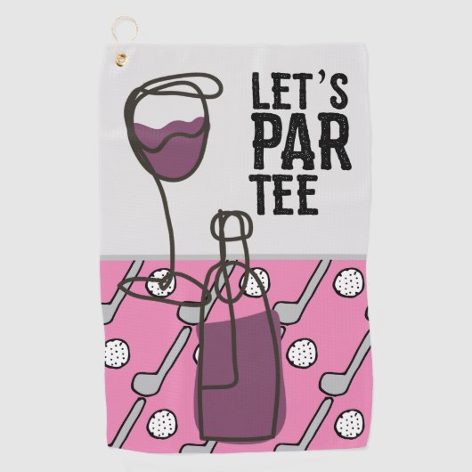Serviette De Golf Golf Let's Par Tee avec du vin rose (Devant)