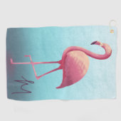 Serviette De Golf Golf Lover Flamant rose rose Bleu élégant Monogram (Horizontal)