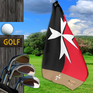 Serviette De Golf Golf Malte Drapeau, Maltese Croix monogrammée St