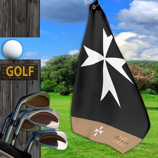 Serviette De Golf Golf Malte Drapeau, Maltese Croix monogrammée St J