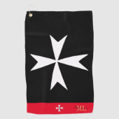 Serviette De Golf Golf Malte Drapeau, Maltese Croix monogrammée St J (Devant)