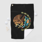 Serviette De Golf Golf Mexique & Aigle mexicain armoiries / drapeau (En situation)