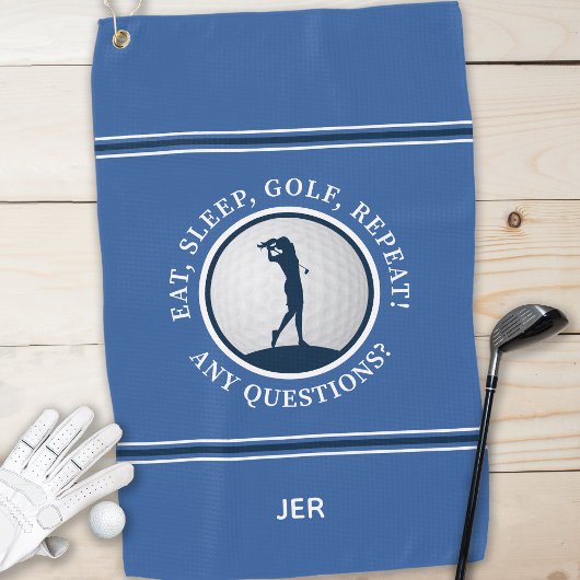 Serviette De Golf Golf moderne Monogram Pro Sports Golf Ball Blue