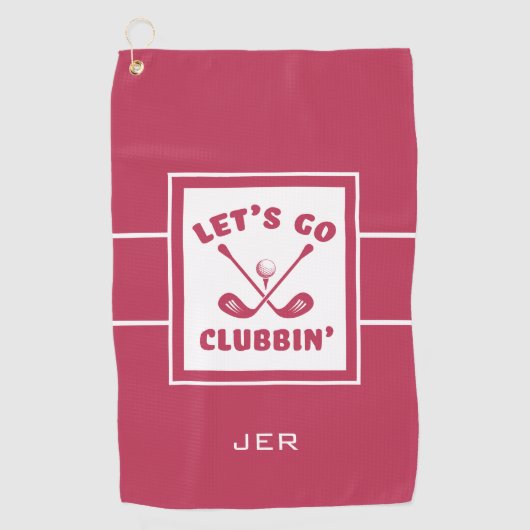 Serviette De Golf Golf Moderne Monogramme Pro Sports Magenta Rouge (Devant)