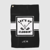 Serviette De Golf Golf Moderne Monogramme Pro Sports Noir Blanc (Devant)
