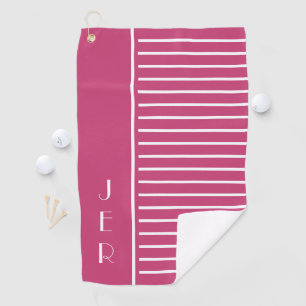 Serviette De Golf Golf Monogrammé Pink Modern Stripes Sports