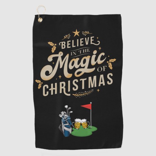 Serviette De Golf Golf Noël croire en cadeau de Noël magique  (Devant)