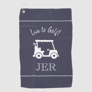 Serviette De Golf Golf Panier Citation Golfer Monogramme Bleu & blan