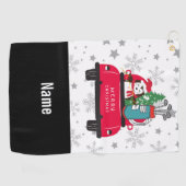 Serviette De Golf Golf Penguin avec voiturette de golf Joyeux Noël (Horizontal)