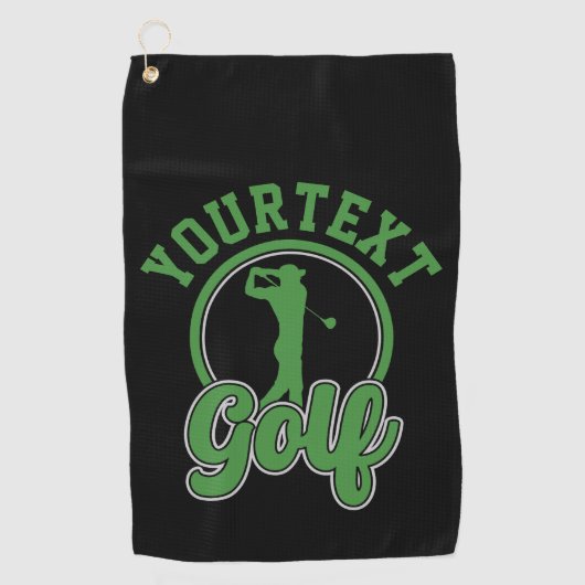 Serviette De Golf Golf personnalisé AJOUTER NOM Retro Pro Golfer Swi (Devant)