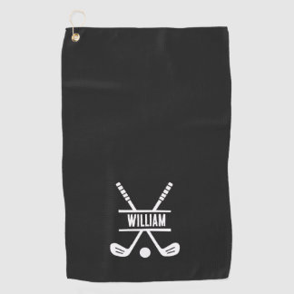 Serviette De Golf Golf personnalisé nom monogramme noir Sports